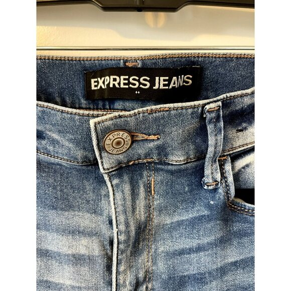 Express Jeans Womens 6 Ultimate Strech ankle Legging Distressed Blue jegging - Picture 6 of 6